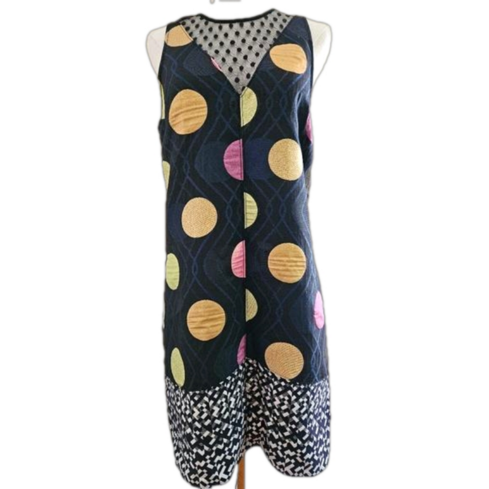 Anthropologie Maeve Polkadot Shift Patterned Zip-up Dress-Size Small - Picture 2 of 8